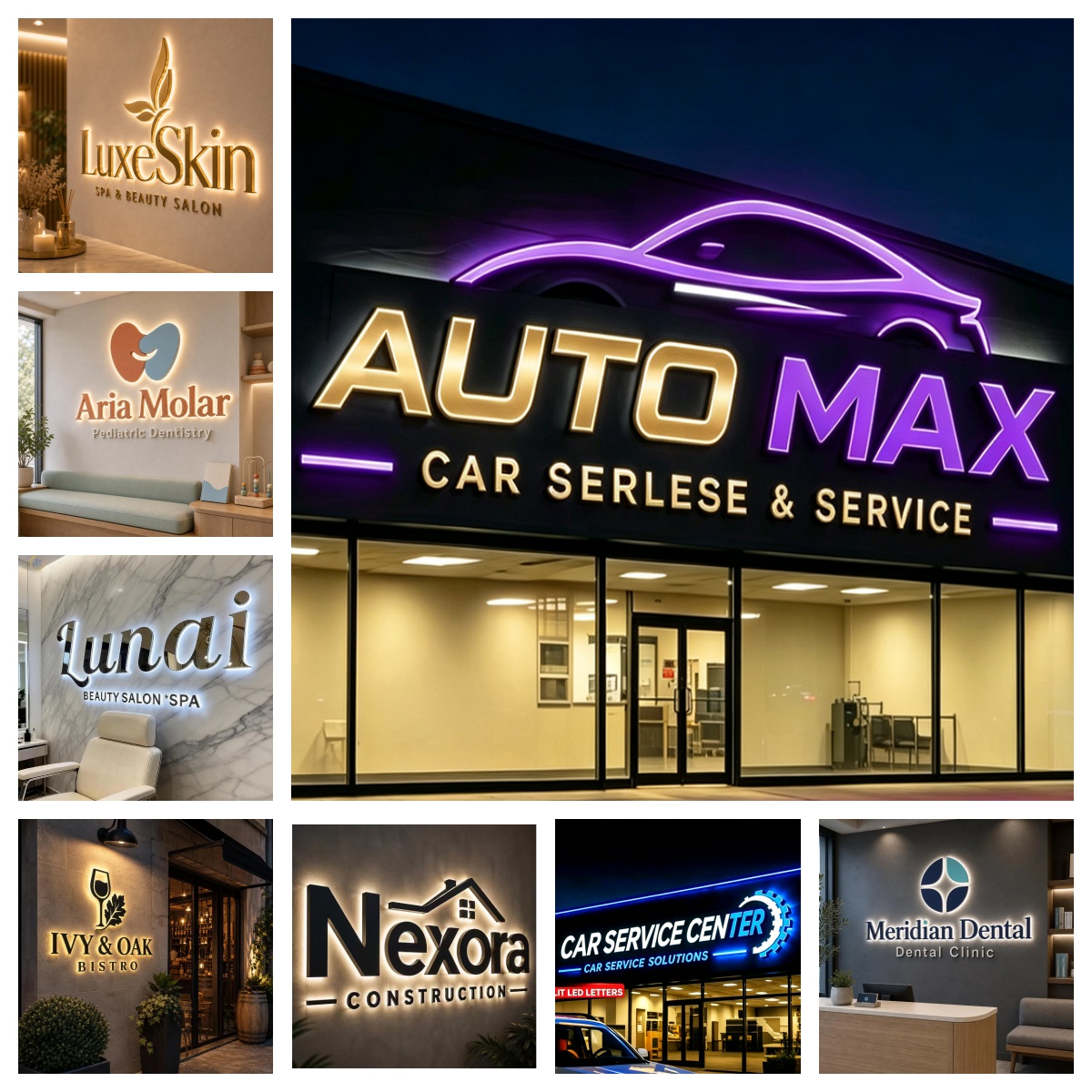 3D-вывеска с индивидуальной LE – обзор и цена Auto Repair Shop Logo